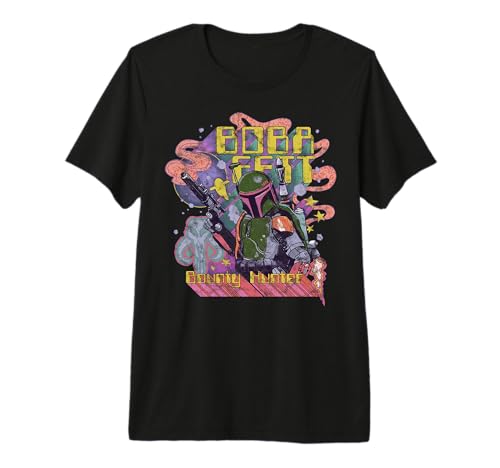 T-shirt Star Wars Boba Fett Premium au portrait graphique et finitions haut de gamme