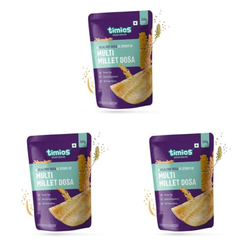 Image of Timios Organic Multi Millet Dosa Mix - Sprouted & Natural, Instant Healthy Breakfast for Kids & Family, No Maida, No Preservatives, Rich in Iron & Fiber, Pack of 6, 300gm