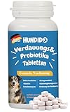 HUNDIDO Probiotika für Hunde – 180 Tabletten zur Unterstützung der Darmflora & Verdauung – Mit 6 Probiotischen Stämmen, Vitaminen & Enzymen