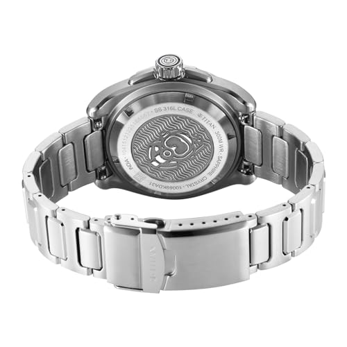 Image of Titan Zero Hour Diver's 300m Automatic Analog with Blue Dial Silver Stainless Steel & Blue FKM Strap Watch for Men - 10069KM01