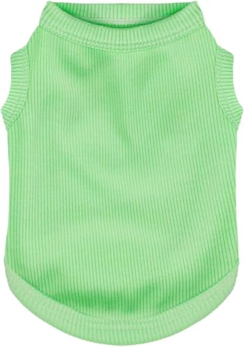 Paiaite Solid Sleeveless Dog Shirt Tank Top: Colored Pet Clothing for Small Dogs Pups (Girl & Boy) Blank Puppy T-Shirts, Simple Style Clothes Comfort Outfit for Small to Medium Canines Green 3XL