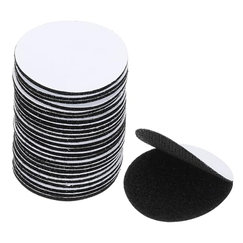 Image of PATIKIL 2 inch Hook and Loop Strips, 24 Pcs Round Strong Tape Double Sided Adhesive Sticky Fastener Back Mounting Tape for Home or Office Use, Indoor & Outdoor Use, Black