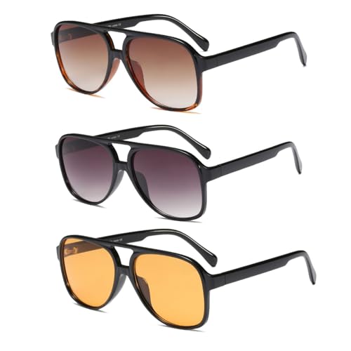 Image of Freckles Mark Vintage Retro 70s Sunglasses for Women Men Classic Large Square Aviator Trendy Glasses