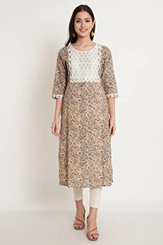Image of Amazon Brand - Anarva Jaipuri Cotton Printed Straight Kurta for Women