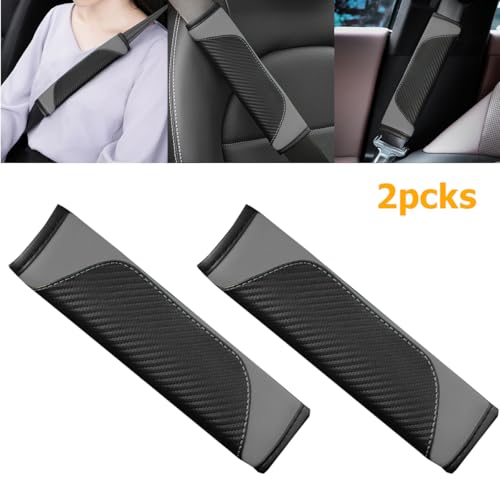 Image of Osilly 2PCS Car Seat Belt Cover, Carbon Fiber Seatbelt Shoulder Protection, Soft Car Seat Belt Strap Cushion Protect Your Neck and Shoulder, Car Accessories Seat Belt Pad for Car Truck (Black /Gray)