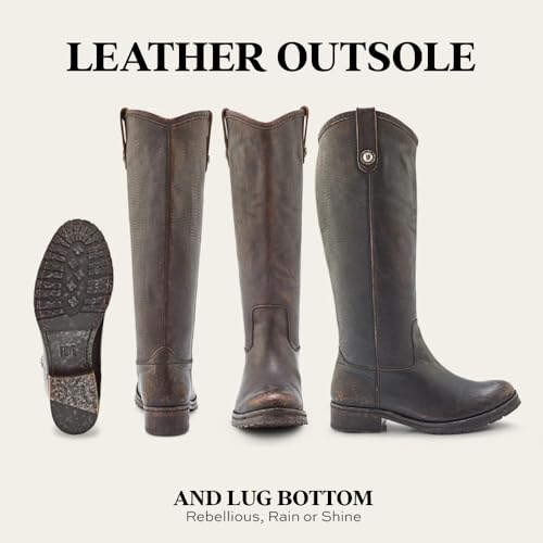 Image of Frye Melissa Button 2 Equestrian-Inspired Tall Boots for Women Made from Hard-Wearing Vintage Leather with Antique Metal Hardware and Leather Outsole - 15 inch Shaft Height