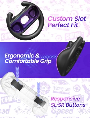 WEOTOO Steering Wheel Compatible with Switch 2 JoyCon Controller, 2 Pack Racing Wheels Compatible with Switch 2 JoyCon Accessories, Realistic Racing Experience with Comfortable Grip – Black - Image 5