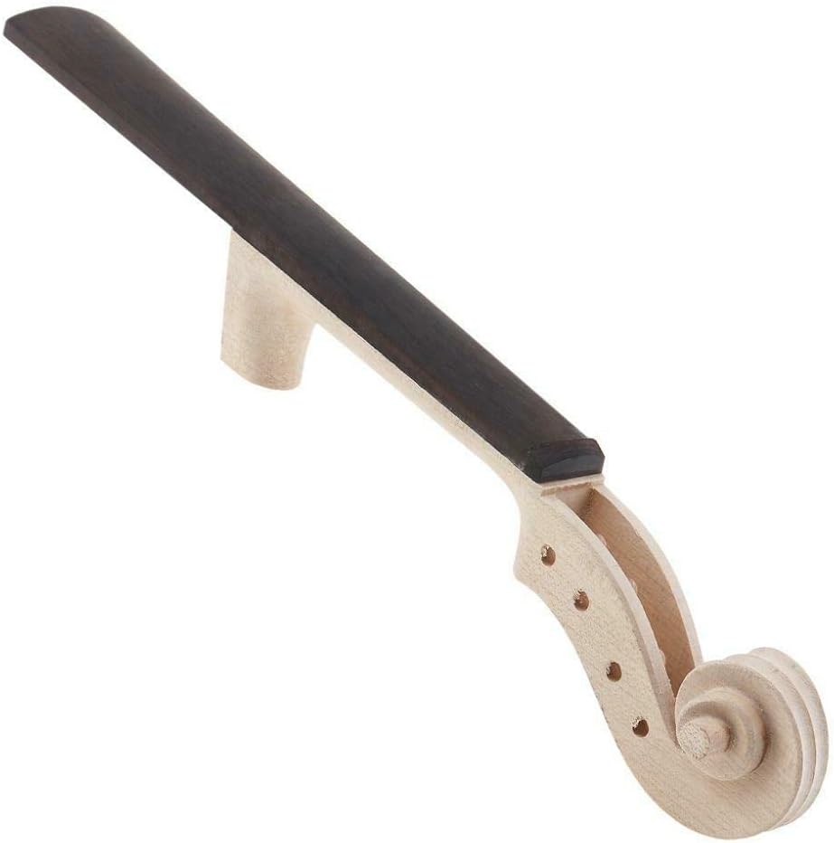 Unfinished Violin Neck 4/4 Size Maple Wood Head with Ebony Fingerboard – DIY Fiddle Maker Parts for Violin Repair, Replacement & Luthier Crafting - Image 1 of 6