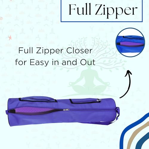 Image of Zipper Yoga Mat Bag for Meditation Mat's Cover Bag with Adjustable Shoulder Strap Waterproof Mate Carry Bags fit for 4mm to 8 mm Mats for Women and Men (Blue)