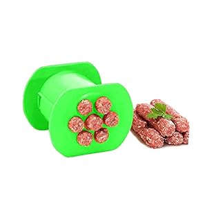 NIWWIN Handmatige worstmaker, hotdog worstvormset, 7 gaten vleesstrippersmachine, niet plakkerige worstmaker, keukengegrilde voedselaccessoires, gereedschap voor het maken van barbecues (Groen)
