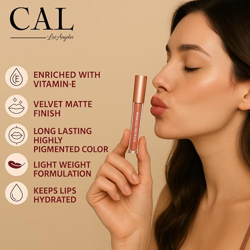 Image of CAL Losangeles Liquid Matte Lipstick, Long Lasting & Smudge Proof Lip Color for Womens Everyday Use with Nourishing & Hydrating Formula, Lipsticks for Girls /Women (Peony)