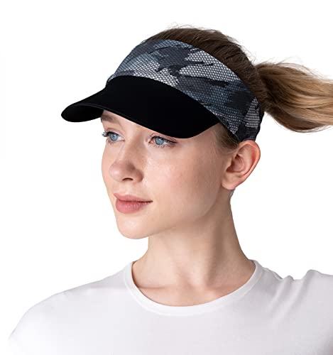Saniripple Foldable Sun Visor Hats With Upf 50+ Lightweight Sports Sun Cap For Cycling, Running, Hiking Blue And White Camo #TOP2