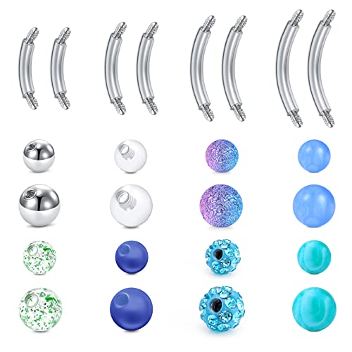 Briana Williams 8 Piezas Barras de Ombligo Piercing de Vientre Banana 14G Acero Quirúrgico Barra Curvada 6/8/10/12mm Joyería Piercing