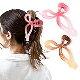 Yanibest Elegant Bow Hair Claw Clips Stylish Large Hair Clips for Thin andThick Hair | Holiday Gift for Teen Girls | Chic Hair Styling Accessories for Women (Beige/Pink)