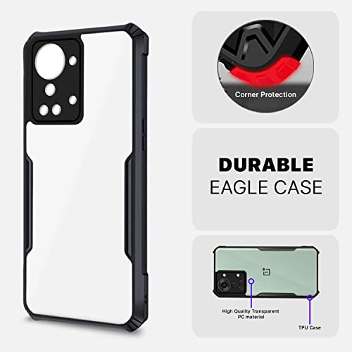 Image of Pikkme Oneplus Nord 2T 5G Back Cover | Crystal Clear Transparent Back | Ultra Hybrid | Full Camera Protection | Raised Edge | Bumper Back Case for Oneplus Nord 2T 5G (Black)