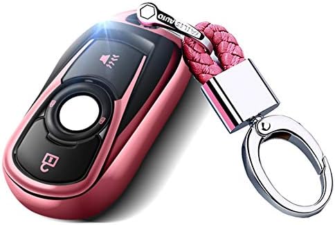 ontto Premium TPU silikonowe etui na kluczyk samochodowy do Buick 4 przyciski klucze etui ochronne pokrowiec do Encore Lacrosse biały Enclave GL8 Verano Smart kluczyk samochodowy z pękiem kluczy - różowy