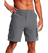 CANGHPGIN Cargo Shorts for Men Quick Dry Outdoor Casual Hiking Shorts Black Fishing Shorts with M...