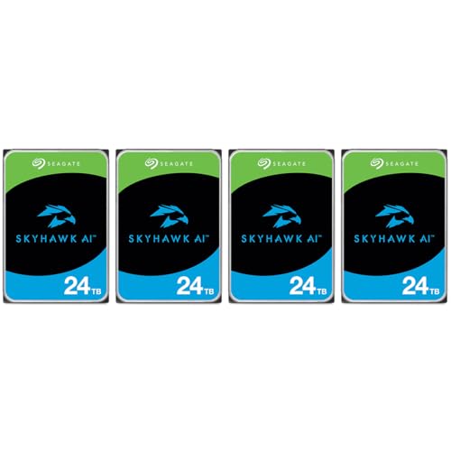 Seagate SkyHawk AI SATA III 3.5" Internal Hard Drive - 24TB, 4-Pack, 512MB Cache