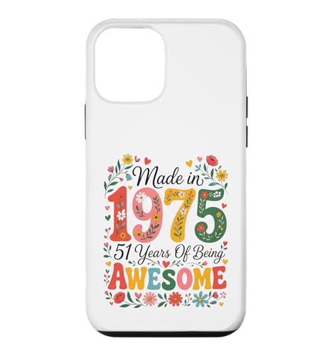 51 Year Old Made in 1975 Retro Floral 51st Birthday Women �X�}�z�P�[�X iPhone 12 mini �p