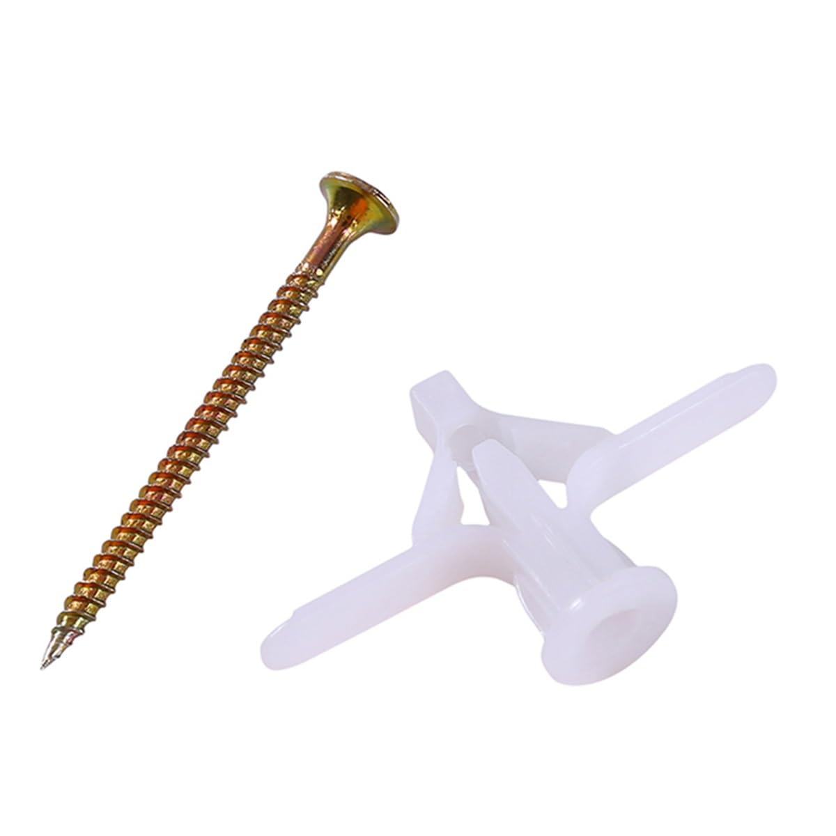 Wall Anchor, Plastic Toggle Anchor with Screw, Gypsum Board Hollow Wall Pipe Plug Aircraft Expansion Anchor Bolt Accessories(200pcs)