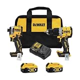 DEWALT DCK2050M2R 20V MAX Brushless Li-Ion 1/2 in. Cordless Hammer Driver Drill and 1/4 in. Atomic Impact Driver Combo Kit (4 Ah) (Renewed)