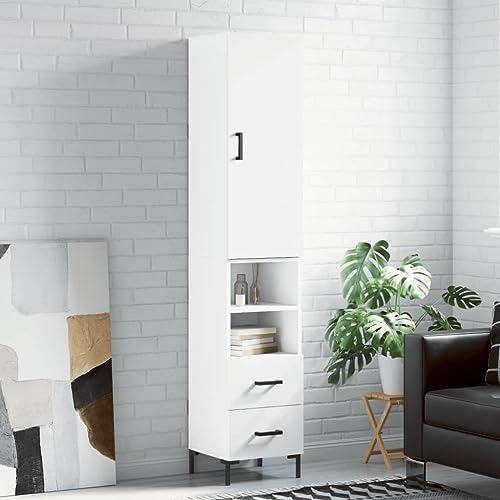 Genérico Aparador Alto Madera contrachapada Blanco 34,5x34x180 cm,Armarios y Almacenamiento,Aparadores-3198913
