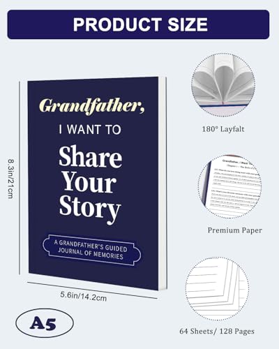 A Grandpa’s Guided Journal to Share His Life Story – Keepsake Memory Heritage Book to Fill Out for Grandpa, Grandpa’s Legacy Journal with Prompts, Sentimental Gift for Grandpa on Birthday, Fathers Day — view 5