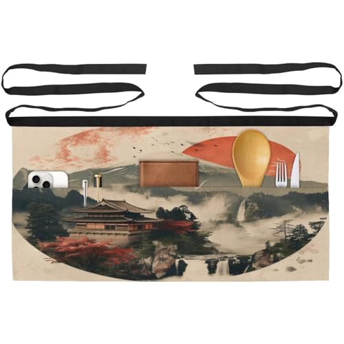 Lot de 3 tabliers courts de chef avec 3 poches pour cuisine et bistrot
