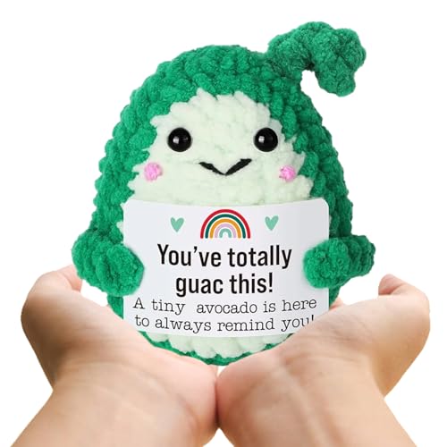 1 Piece Mini Inspirational Crochet Avocado Gift – Handmade Crochet Gifts with Positive Message, Emotional Support Gift for Women & Teens, Cute Funny Gifts for Congratulations & Farewell, Portable