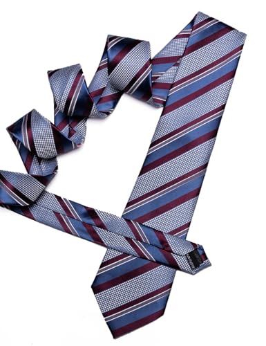 Image of Barry.Wang Mens Tie Set Plaid Check Neckties Formal Business Wedding Luxury Pocket Square Cufflinks