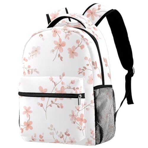 Sac à dos voyage rose floral grand format avec porte-bouteille