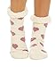 Matyfashion Hüttensocken warme Hausschuhe Socken Strümpfe ABS/Teddyfell 68 (One Size (35-42), Wollweiß/Herz)