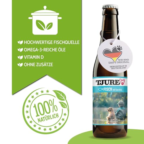 TJURE Hundesmoothie Fisch mit Kartoffel | 6 x 220 ml | Getreidefreier Smoothie für Hunde | Mit 26 % Fisch & Gemüse | Ideal als Topping & Snack | Ohne Zusatzstoffe | Made in Germany