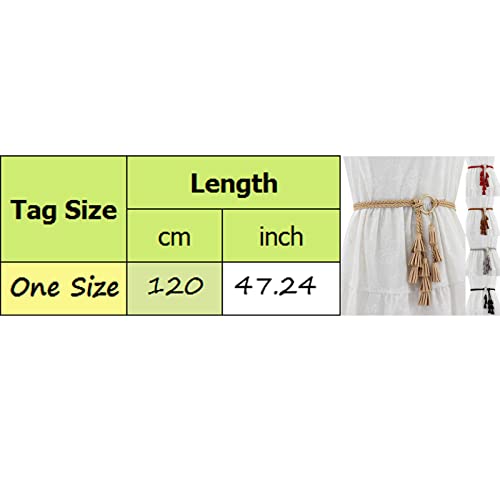Women Casual Knotted Braided Belt Fringe Waist Cord Belt Back Belt Holster3