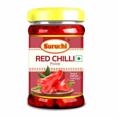 Image of Suruchi Red Chilli Pickle - 500g | Lal Mirchi Ka Achar | Chili Pickle | Ready to Eat Chilly Pickle | Authentic North Indian Flavour | Pure & Natural Ingredients (Pack of 1)