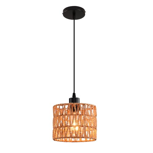 KENMI Woven Pendant Light Boho Chandelier, Rattan...