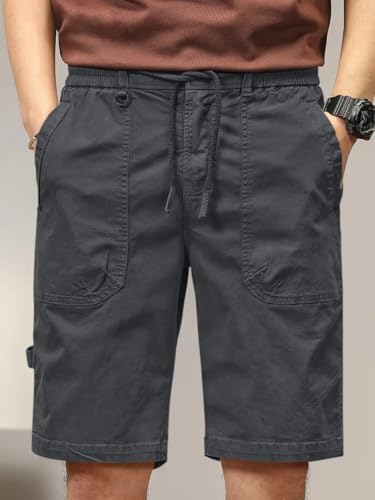 Image of Leriya Fashion Men Cotton Cargo Shorts | Lightweight Shorts Pant for Men | Elastic Waist with Drawstring | Casual Summer Cargo Short's for Man with Pockets