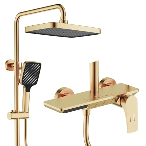 Colonne de douche en cuivre ZR98US avec cascade de baignoire et pommeau 30x20cm