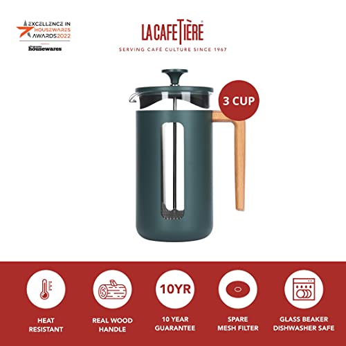 La Cafetière Pisa Stainless Steel Cafetiere 3 Cup French Press, Green, Gift Boxed - Image 2