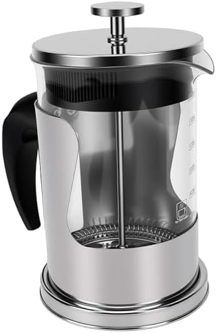 Estink French Press Coffee Maker, Thick Glass Coffee Pot with 304 Stainless Steel Filter, 800ml 4 Layer Filtration Brewer for Home Office Travel Tea and Cold Brew (Woven 800ml) - 1