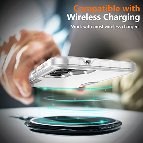 Spidercase For Samsung Galaxy S23 Case, [10 Ft Military Grade Drop Protection], 2 Pack [Tempered Glass Screen Protector+Camera Lens Protector] Heavy Duty Shockproof Case, Frosted Clear #TOP6