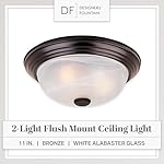 DESIGNERS FOUNTAIN 2-Light Flush Mount Ceiling Light, 11 Inch Lighting Fixture for Kitchen, Bedroom, Bathroom, and Hallway, White Alabaster Glass, Oil Rubbed Bronze, 1257S-ORB-AL - Image 2