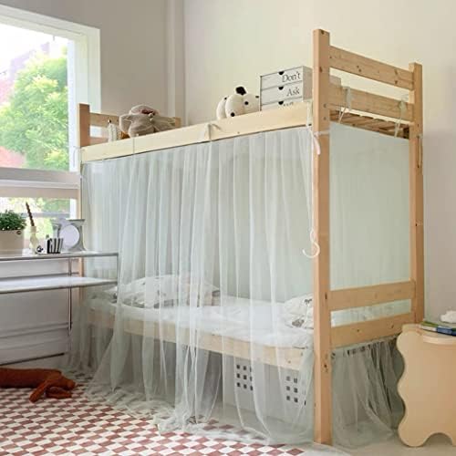 Students Dorm Bunk Mosquito Net 4 Corner Post Bed Canopy Netting Bed Curtains for Teen Student Dormitory School College Indoor Outdoor (Light Green, Twin)