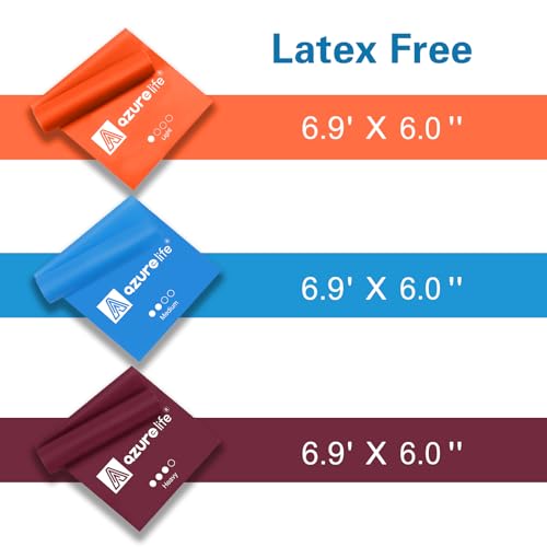 Image of A AZURELIFE Resistance Bands,Professional Long Non-Latex Elastic Stretch Bands,Exercise Bands for Physical Therapy, Yoga, Pilates, Rehab, at-Home or The Gym Workouts, Strength Training