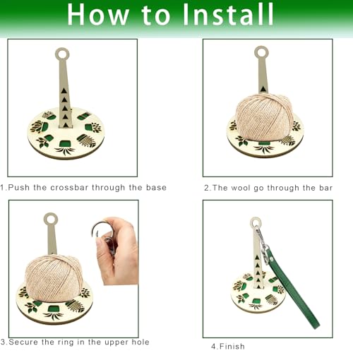 Image of Portable Wrist Yarn Holder, Wood Wrist Yarn Ball Holder for Crocheting Knitting,Yarn Holder with Leather Wristband Yarn Minder Crochet Gift for Crafters