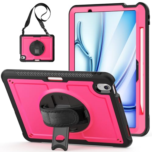 Coque iPad Air 11 M4 évite les écrans cassés avec sa coque antichoc rose pour enfant