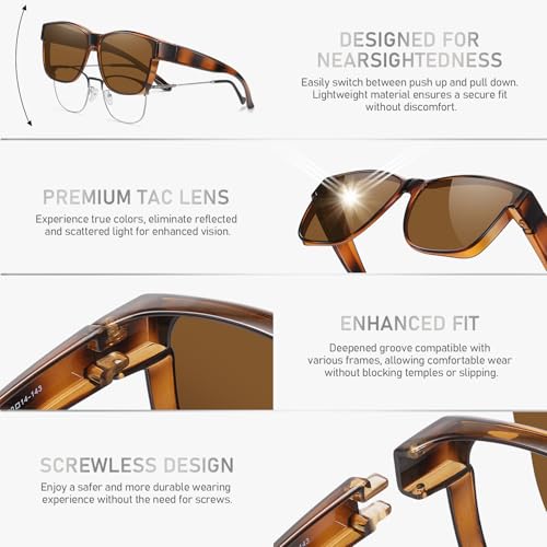 Image of GEGURI Polarized Sunglasses Fit Over Glasses for Men Women, Oversized Square Sun Glasses UV400 Protection Shades