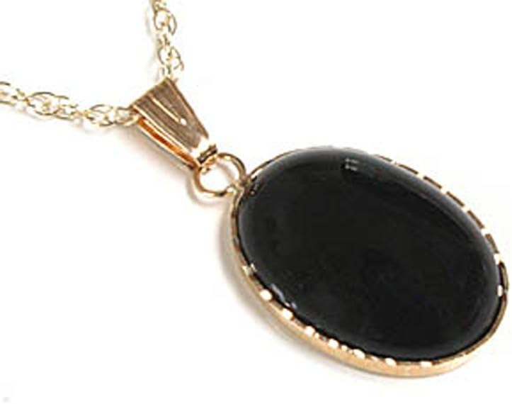 9ct Gold Black Onyx Oval Pendant and chain