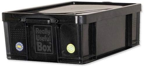 Really Useful Storage Box Plastic Recycled Robust Stackable 50 Litre W440xD710xH230mm Black - Ref 50L