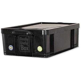 Really Useful Storage Box Plastic Recycled Robust Stackable 50 Litre W440xD710xH230mm Black - Ref 50L